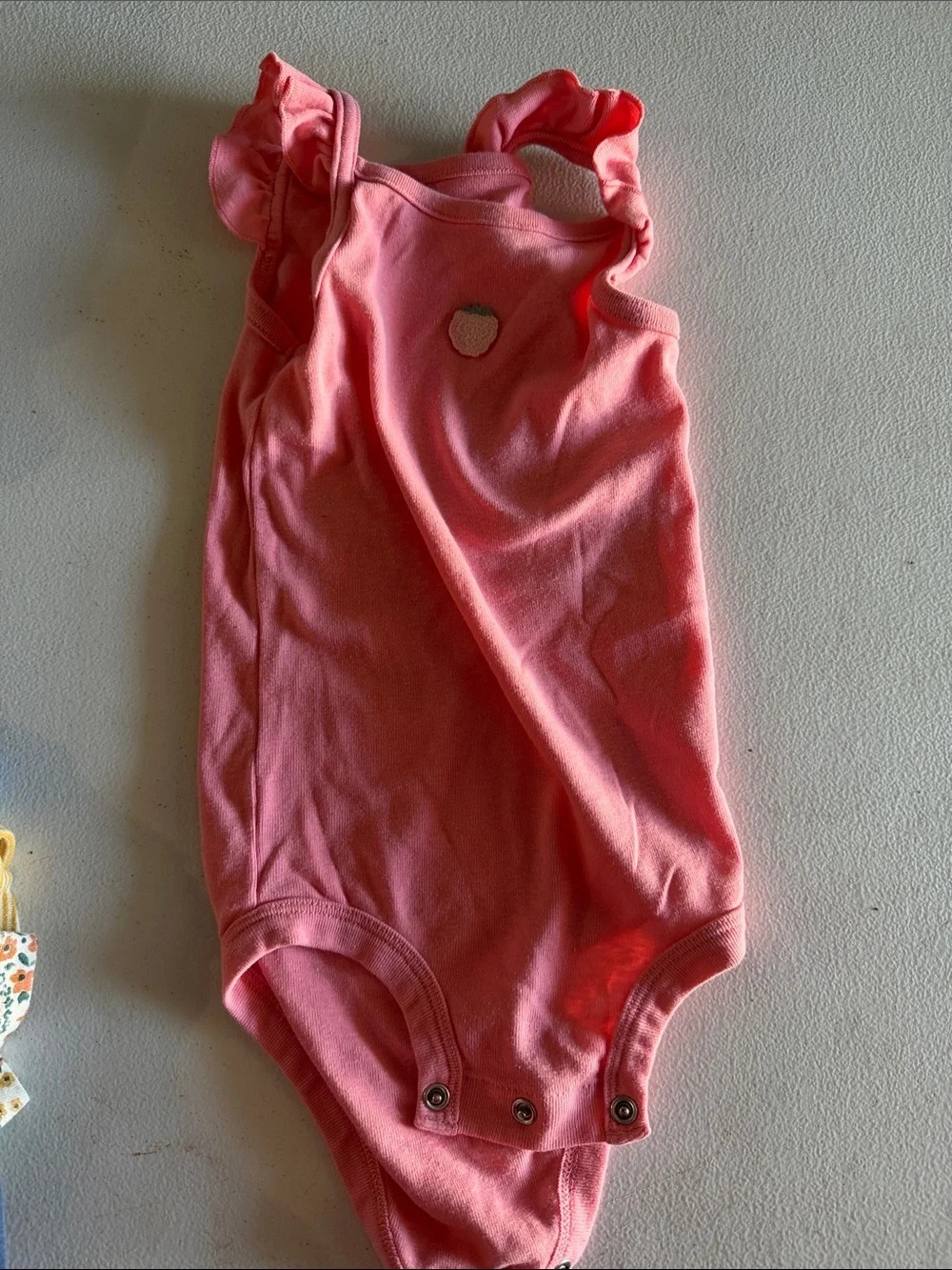 Carter's Coral Pink Ruffle-Shoulder One-Piece Bodysuit
